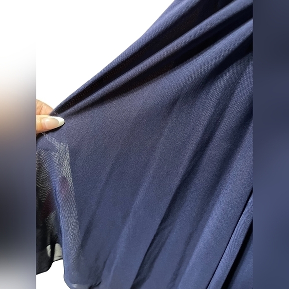 Nwt Prom Sherri Hill Lace Plunging bodice low back Blue Cocktail Dress Gown 2 - Picture 7 of 16